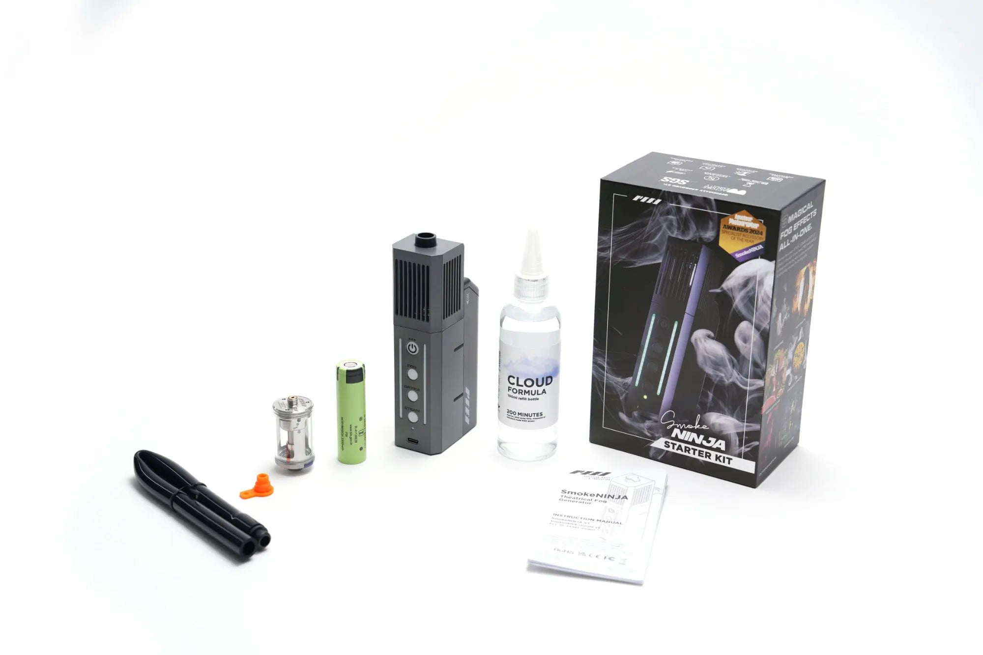 PMI Smoke NINJA Handheld Battery Powered Wireless Mini Smoke Machine Starter Kit - Portable Fog Machine for Halloween Parties, DJ Shows & Special Effects