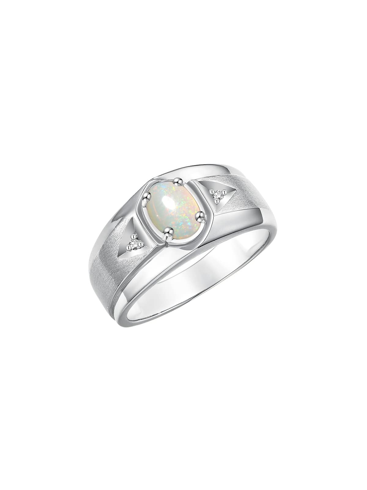 Rylos Men's Sterling Silver 7X5MM Oval Gemstone & Diamond Ring - Classic Birthstone Jewelry for Men, Sizes 8-13 | Elegant Gift for Anniversary, Wedding, Birthday & Everyday Wear