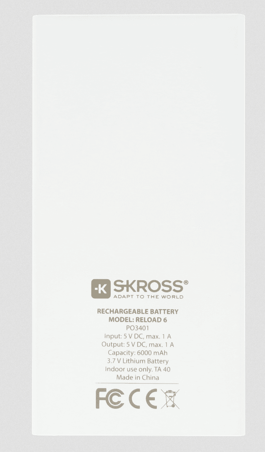 SKROSS Reload 6 Portable Charger 10000mAh - High Capacity Power Bank with Fast Charging for iPhone, Android, Tablets - Perfect for Travel, Camping & Emergency Backup