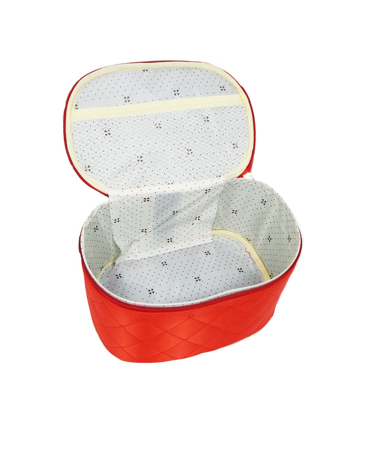 Premium Red Satin Vanity Box Set of 2 - Travel Makeup Organizer & Jewelry Storage Case | Portable Cosmetic Case for Home, Hotel & Bridal Beauty Essentials