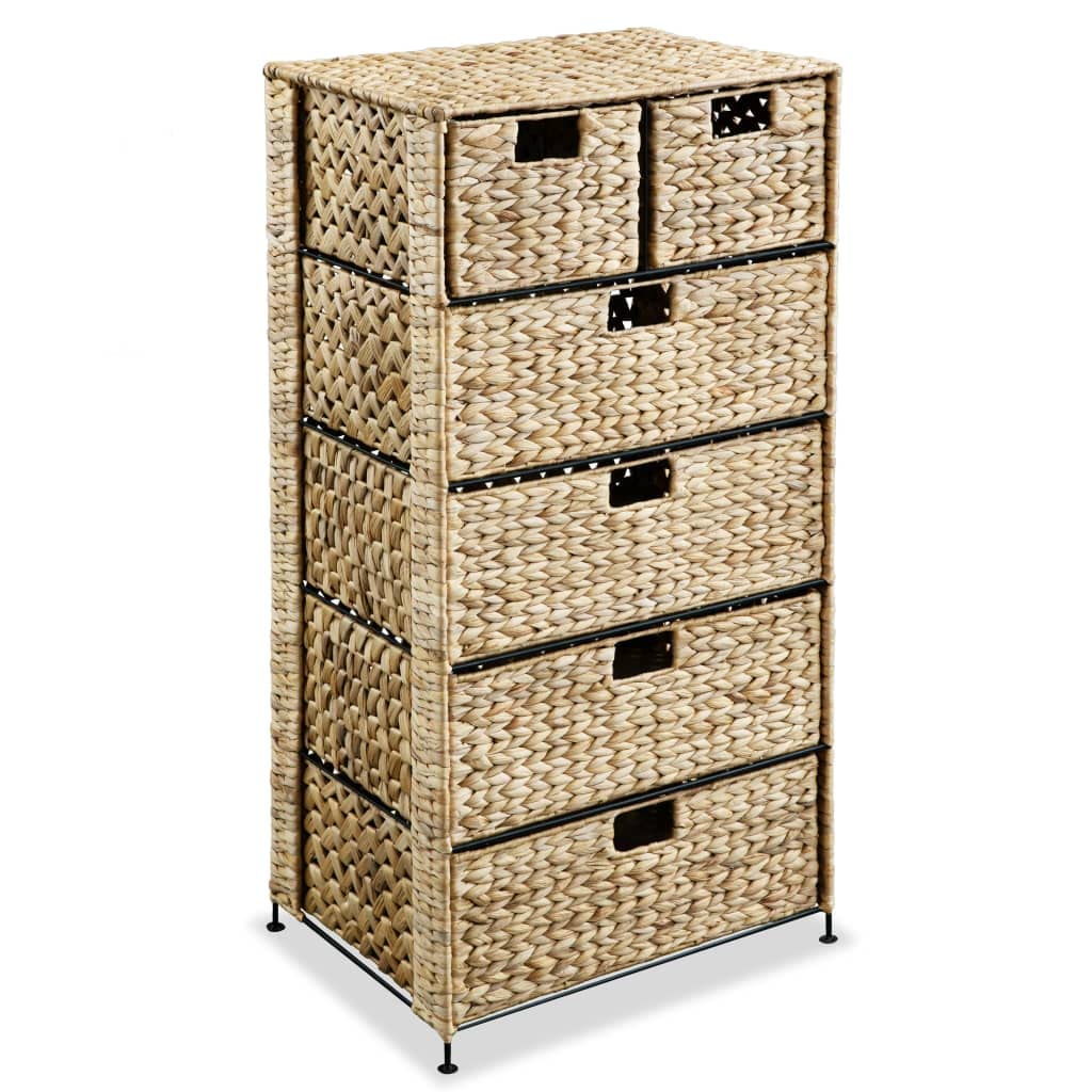 CHARMMA 6-Tier Woven Storage Basket Organizer - 18.5x14.6x39.4 Inch Natural Water Hyacinth Shelf Unit for Bedroom, Bathroom & Closet Organization | Perfect for Towels, Toys & Home Decor