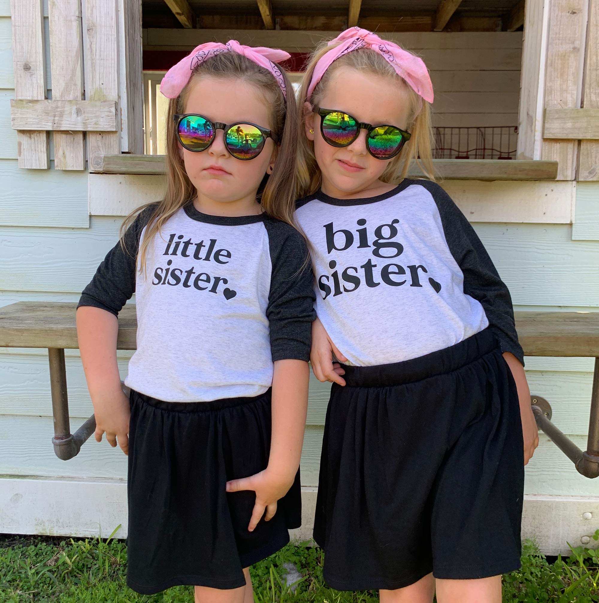 Big Sister & Little Sister Matching Sibling Reveal T-Shirts for Toddlers & Babies - Perfect for Gender Reveal Parties & Family Photo Shoots