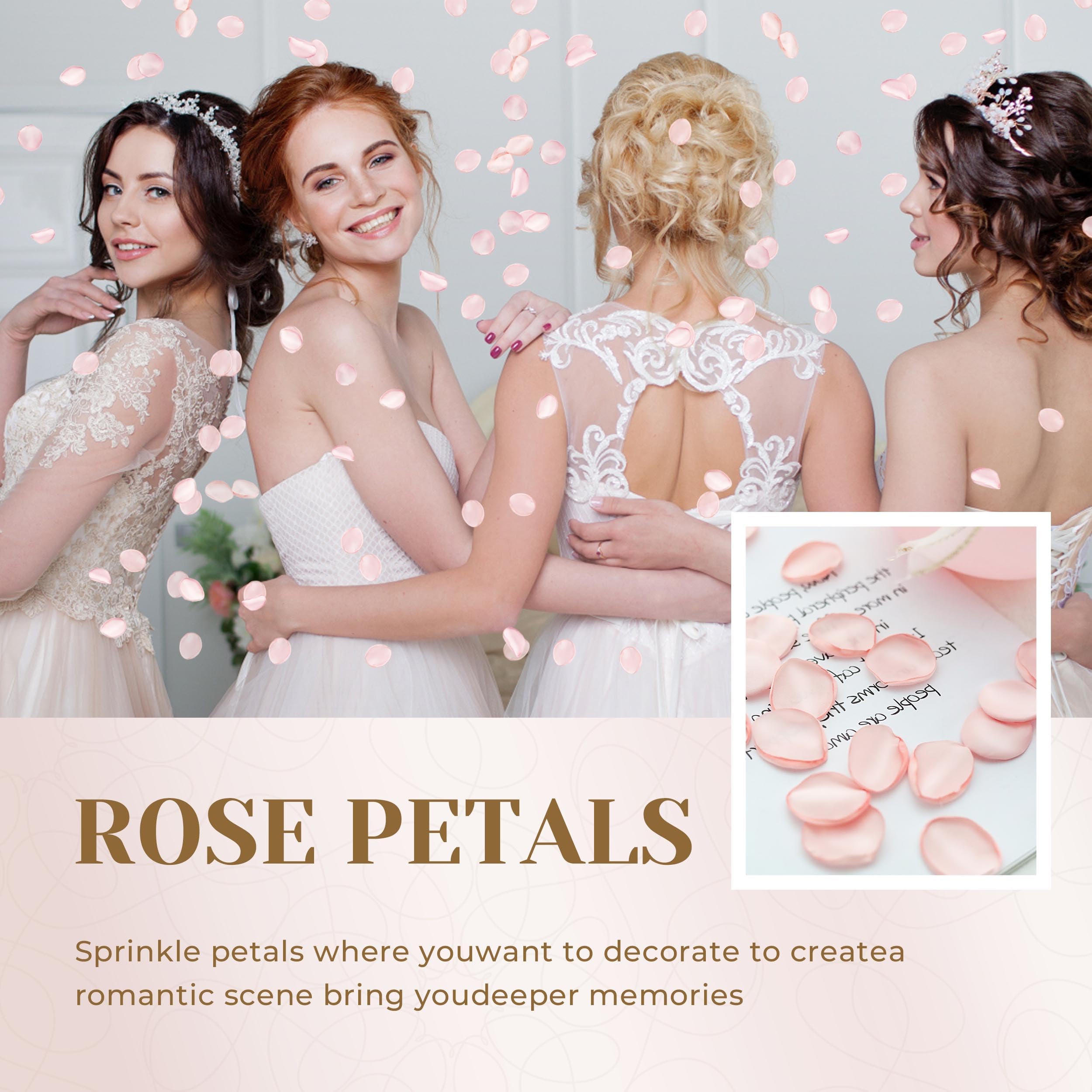 300pcs Artificial Silk Rose Petals - Premium Wedding Aisle Decor, Flower Girl Scatter, Table Centerpieces, Party Confetti & Home Decoration - Perfect for Weddings, Baby Showers, Anniversaries & Romantic Events