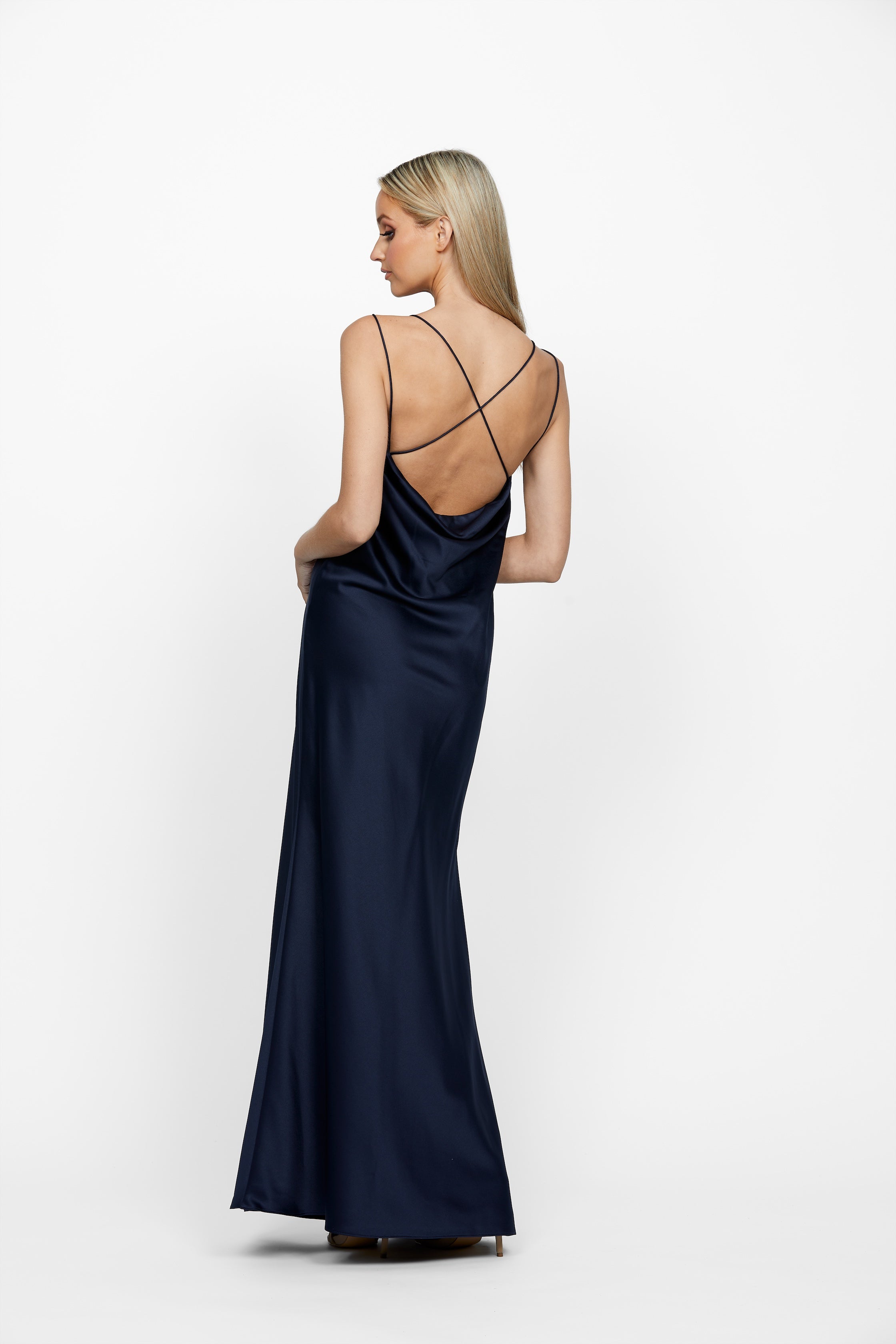 Elegant Lover Draped Cowl Neck Gown - Sexy Long Sleeve Evening Dress for Women, Perfect for Date Night, Wedding Guest or Special Occasions