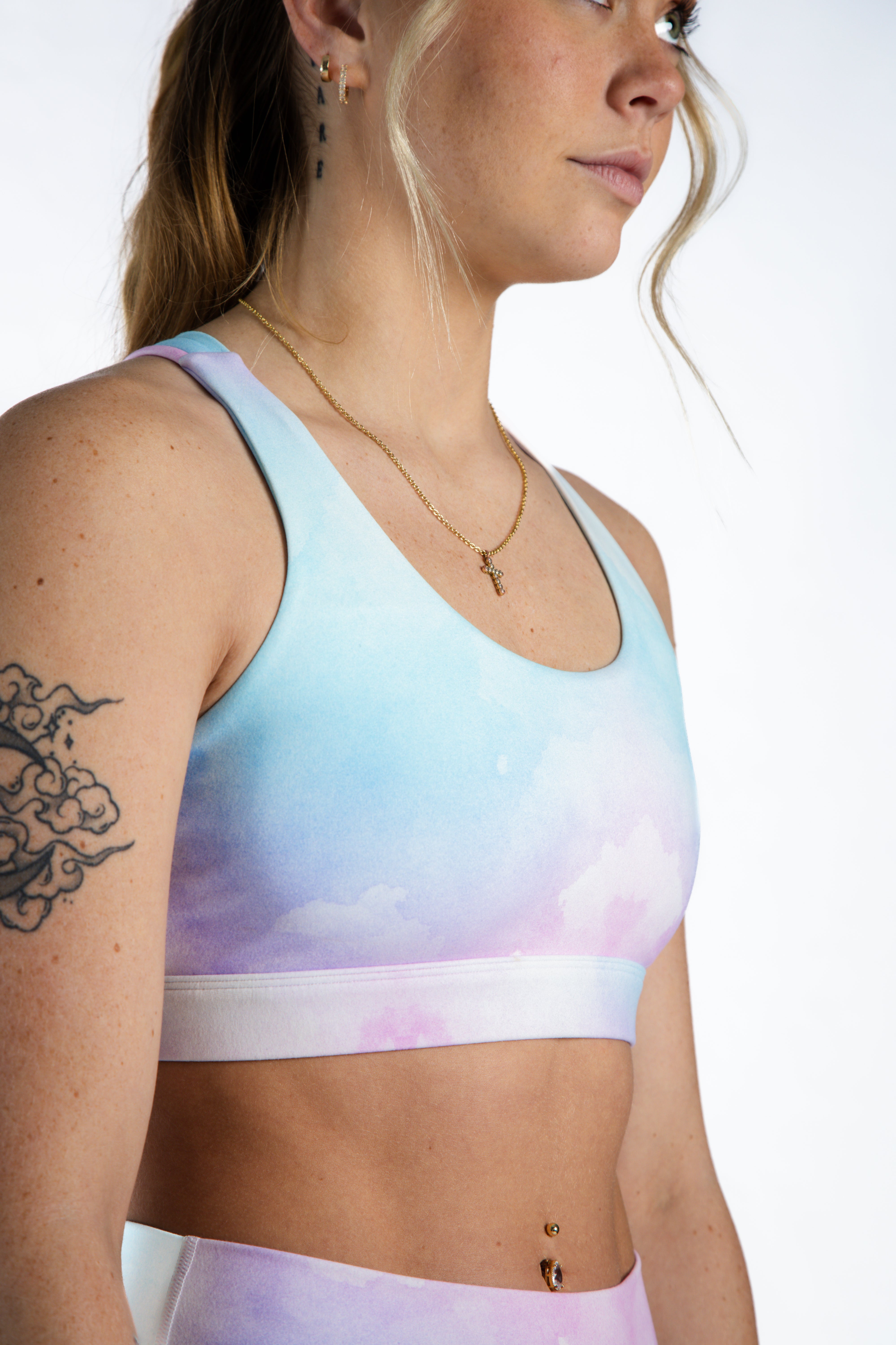 NKD Strappy Bra | Watercolor Print Bralette | Comfortable & Sexy Lace Underwear for Women | Perfect for Date Night & Layering