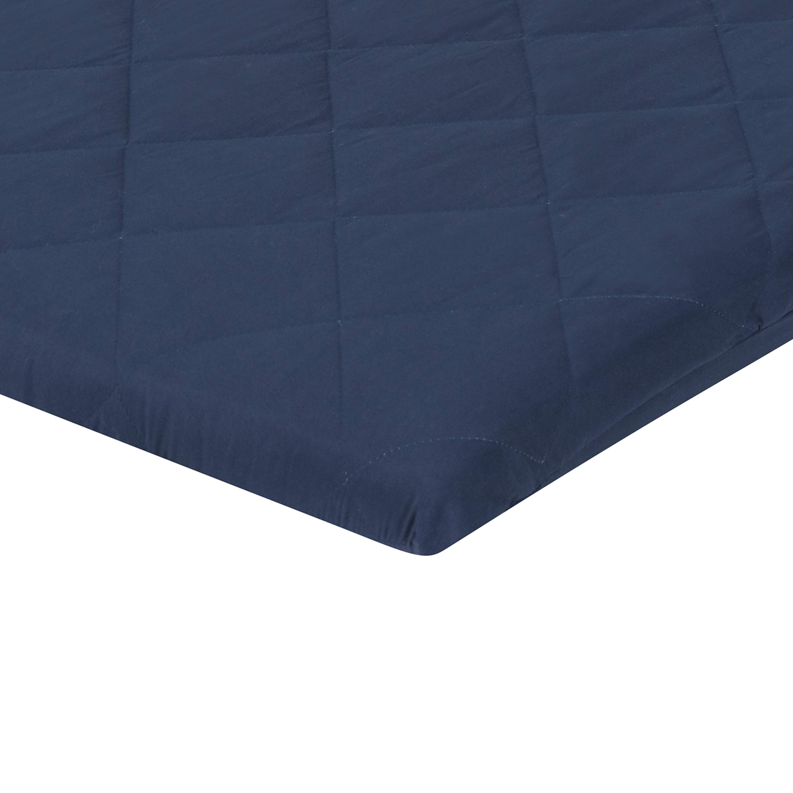 Dark Navy Blue Pack n Play Quilted Mattress Sheet - Ultra-Soft & Comfortable Portable Crib Fitted Sheet for Baby Boys | Waterproof Playpen & Mini Crib Mattress Protector | Perfect for Travel, Daycare & Nursery Use