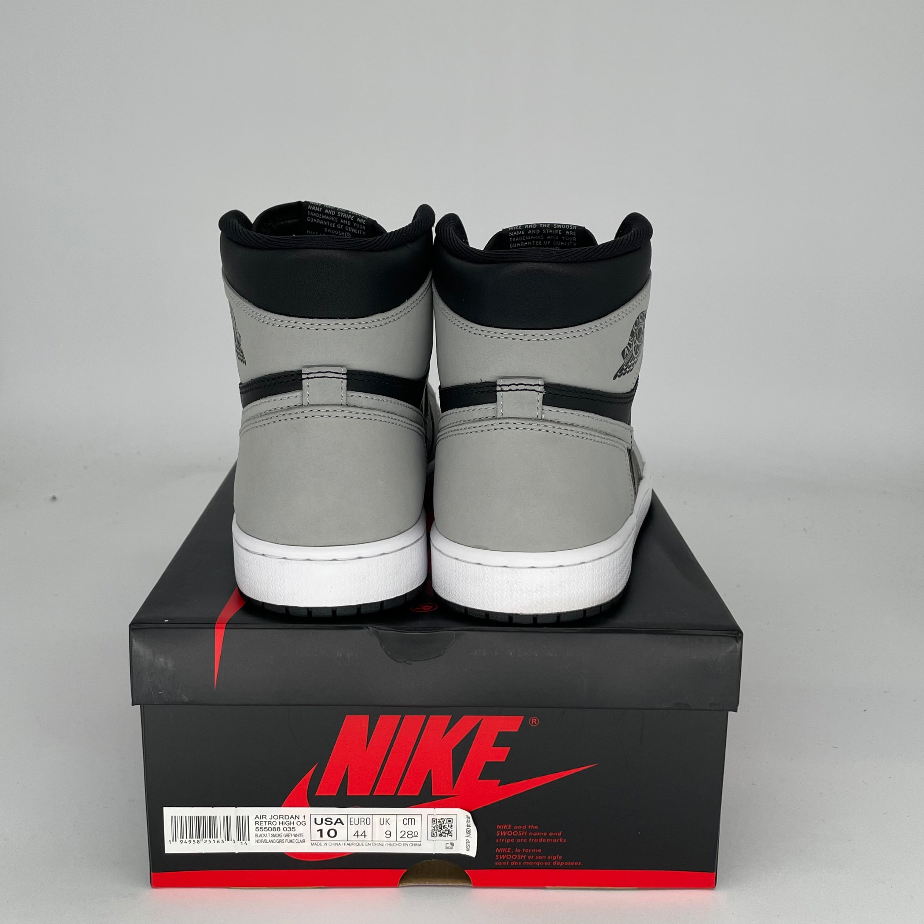 AIR JORDAN 1 SHADOW 2.0 Men's Basketball Shoes Size 10 - Black/Gray (555088-035) | Retro Sneakers for Streetwear & Casual Outfits