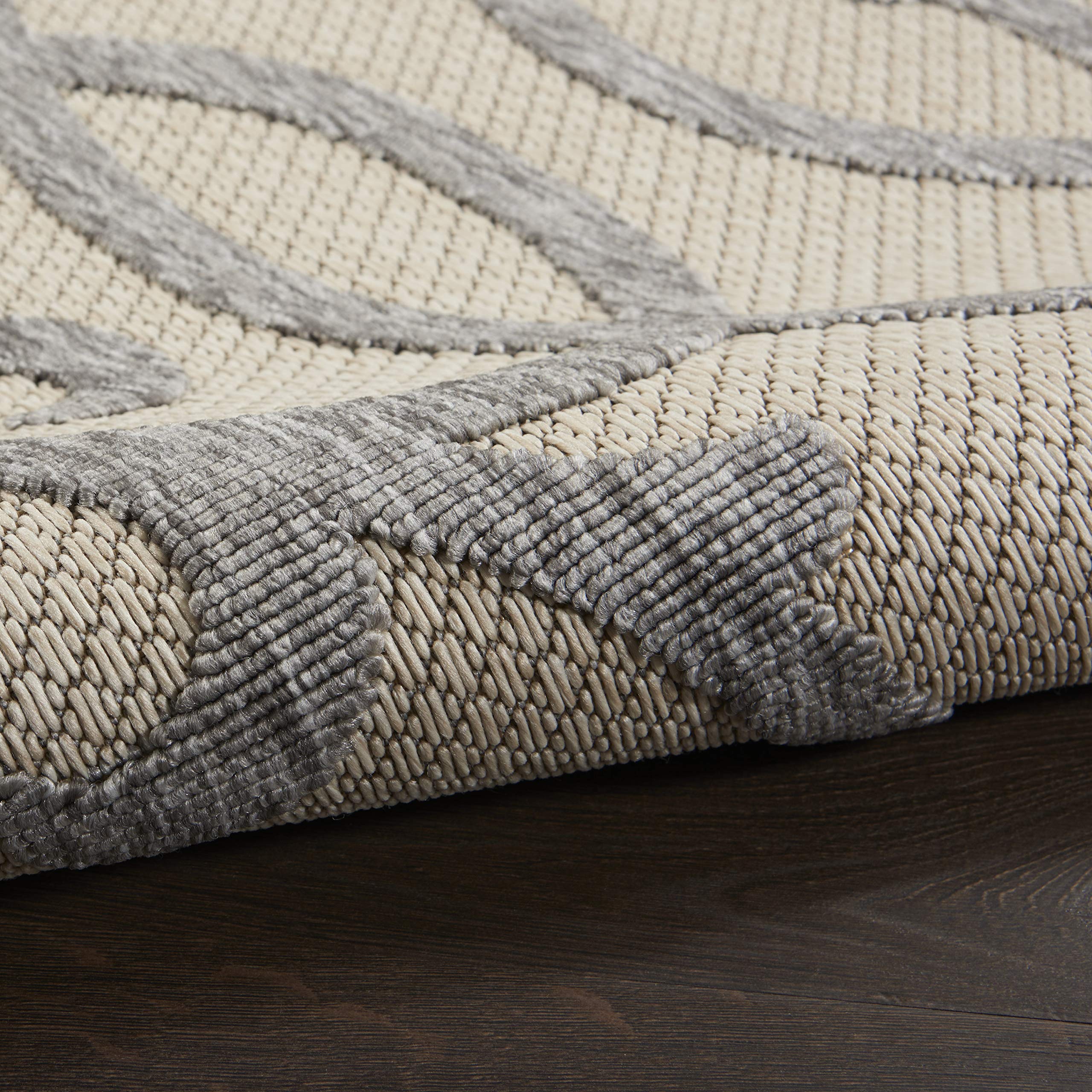 Nourison Palamos 6' x 9' Indoor/Outdoor Area Rug in Cream Grey - Easy to Clean, Non-Shedding, Stain Resistant - Perfect for Bedroom, Living Room, Dining Room, Backyard, Deck & Patio - Soft & Durable for Home Decor & Outdoor Entertaining