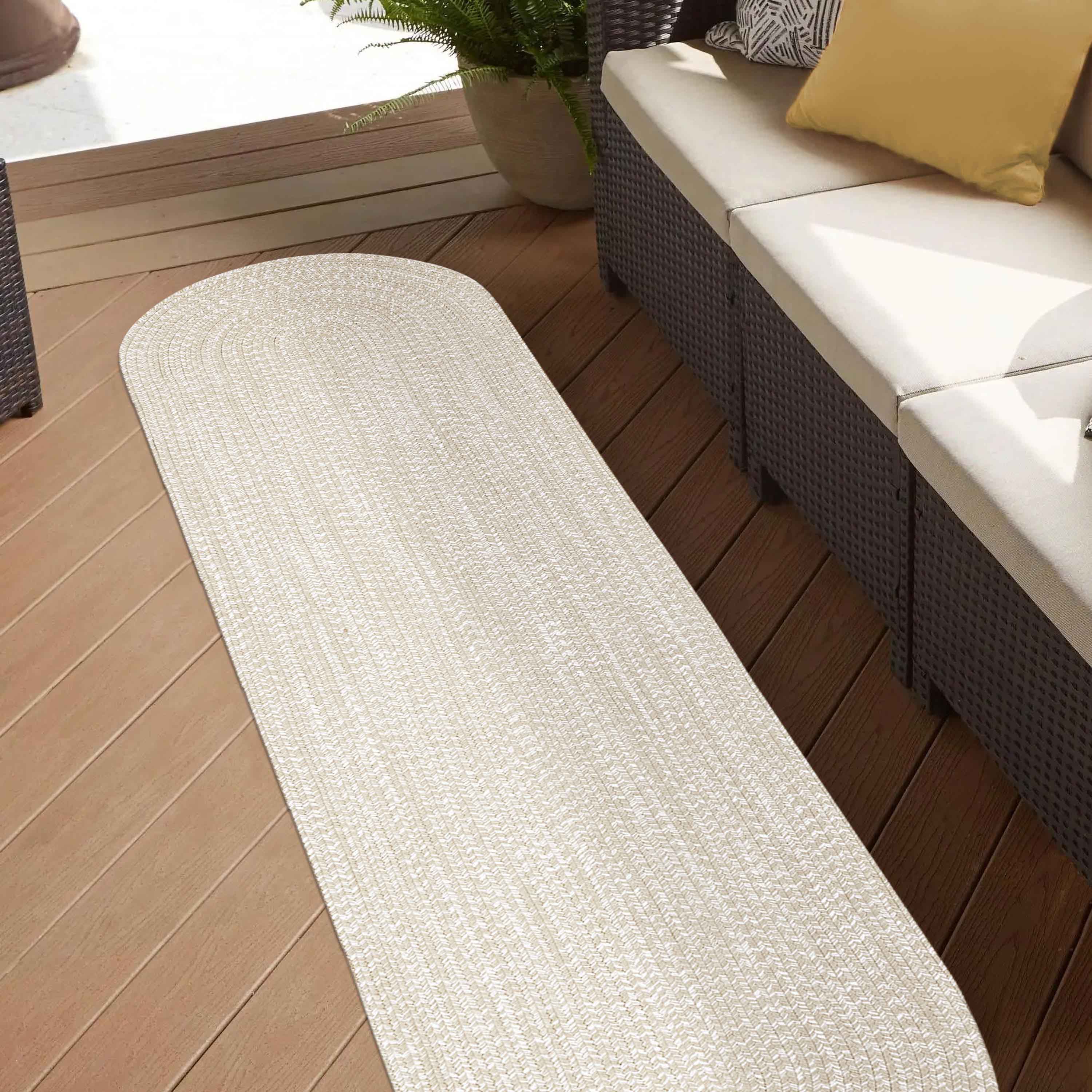 Reversible Braided Area Rug - Non-Slip Two Tone Indoor/Outdoor Rug for Living Room, Bedroom, Patio - Soft & Durable Home Decor