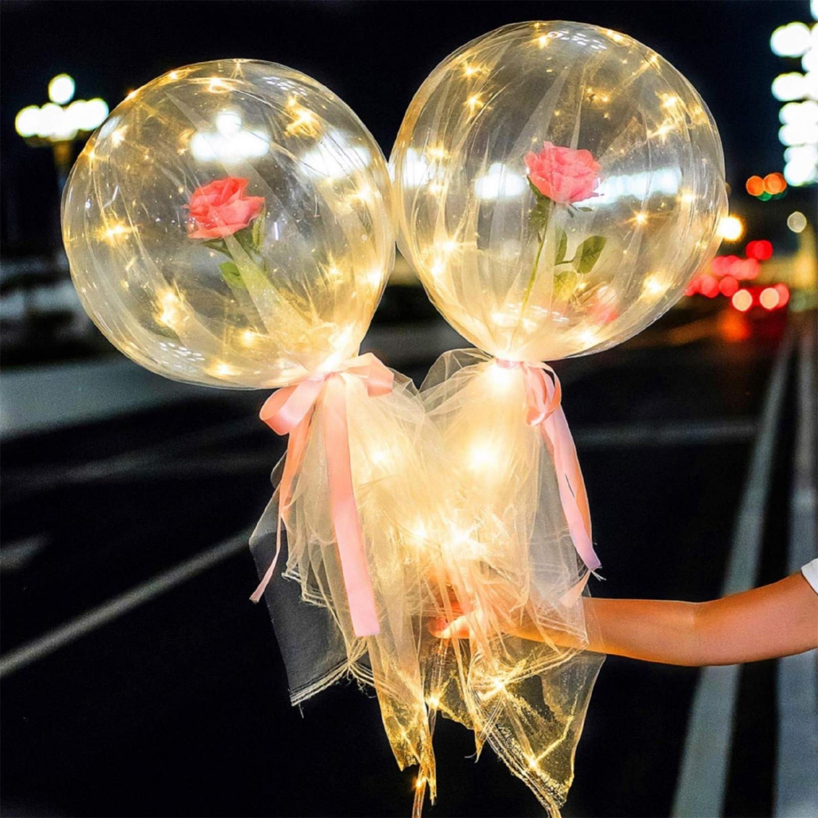 Yamart Christmas LED Balloon Rose Bouquet - DIY Luminous Floral Arrangement for Women, Anniversary, Festival & Birthday Party Decorations | Perfect for Holiday Home Decor, Romantic Gifts & Special Occasions