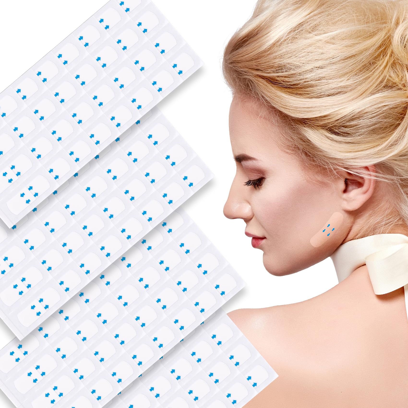 PAGOW 100 Pcs Invisible Face Lift Tape - Instant Facelift & Neck Lift Tape for Sagging Skin, Double Chin & Eye Wrinkles - Reusable Beauty Tape for Instant Tightening (Perfect for Parties, Weddings & Daily Skin Care)