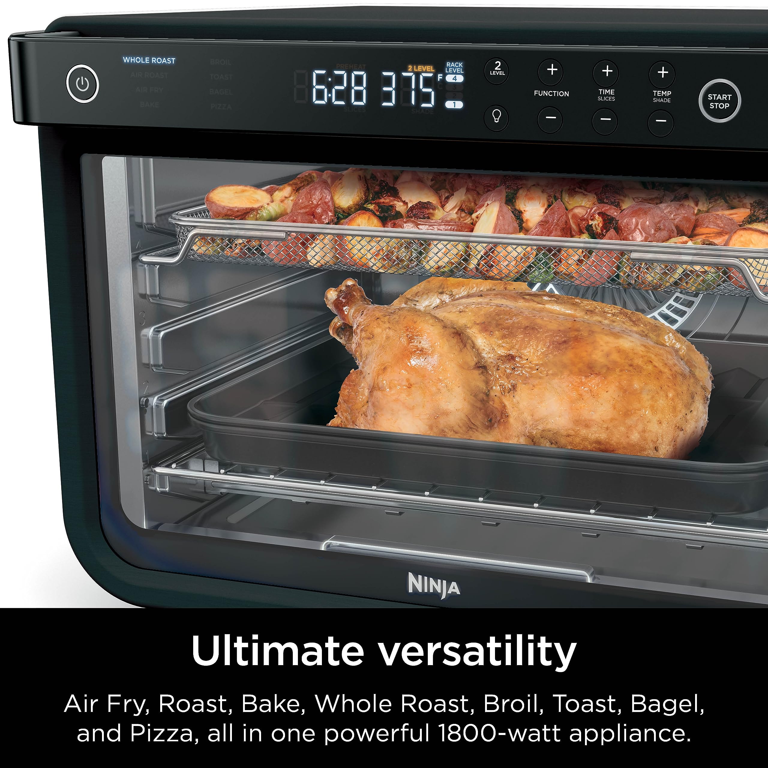 Ninja DT202BK Foodi 8-in-1 XL Pro Air Fry Oven - Large Countertop Convection Oven & Digital Toaster Oven with 1800W Power (12-inch, Black) - Perfect for Baking, Roasting, Air Frying & Toasting at Home