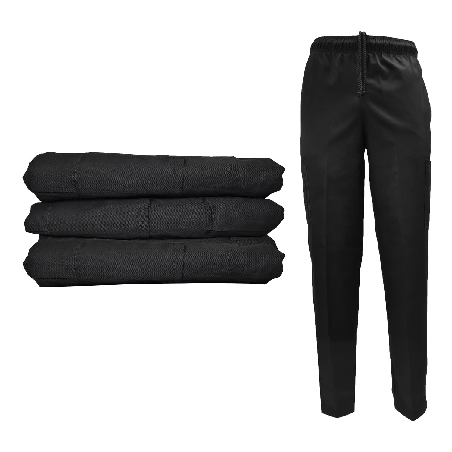 Premium 6-Pocket Black Chef Pants - Natural Uniforms Classic Style | Multi-Pack Options | Professional Kitchen Wear for Chefs & Culinary Students