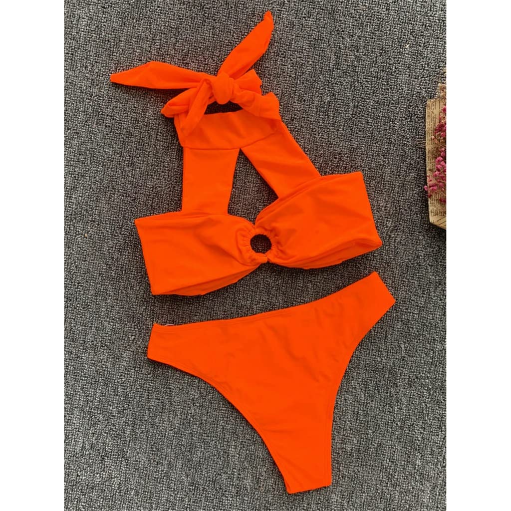 Sexy High Cut Bikini Set for Women - Cross Neck Bandage Two Piece Swimsuit with Hollow Out Design (Color: A, Size: XL) | Perfect for Beach Vacations, Pool Parties & Summer Getaways