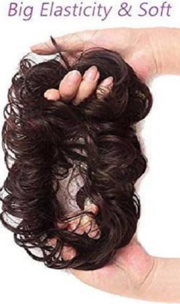 BLUSHIA Heat Resistant Synthetic Hair Wrap - Messy Curly Updo Hairpiece in Chocolate Brown | Perfect for Weddings, Parties & Everyday Styling