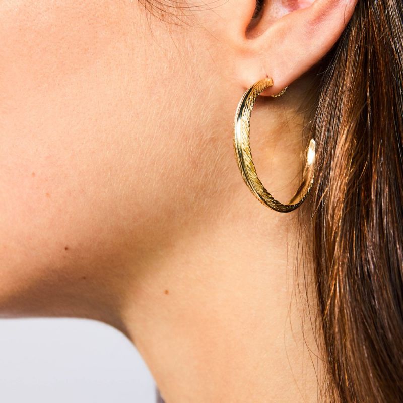 14K Yellow Gold Feather Earrings for Women - Delicate Narrow Feather Design - Perfect for Weddings, Parties & Everyday Elegance