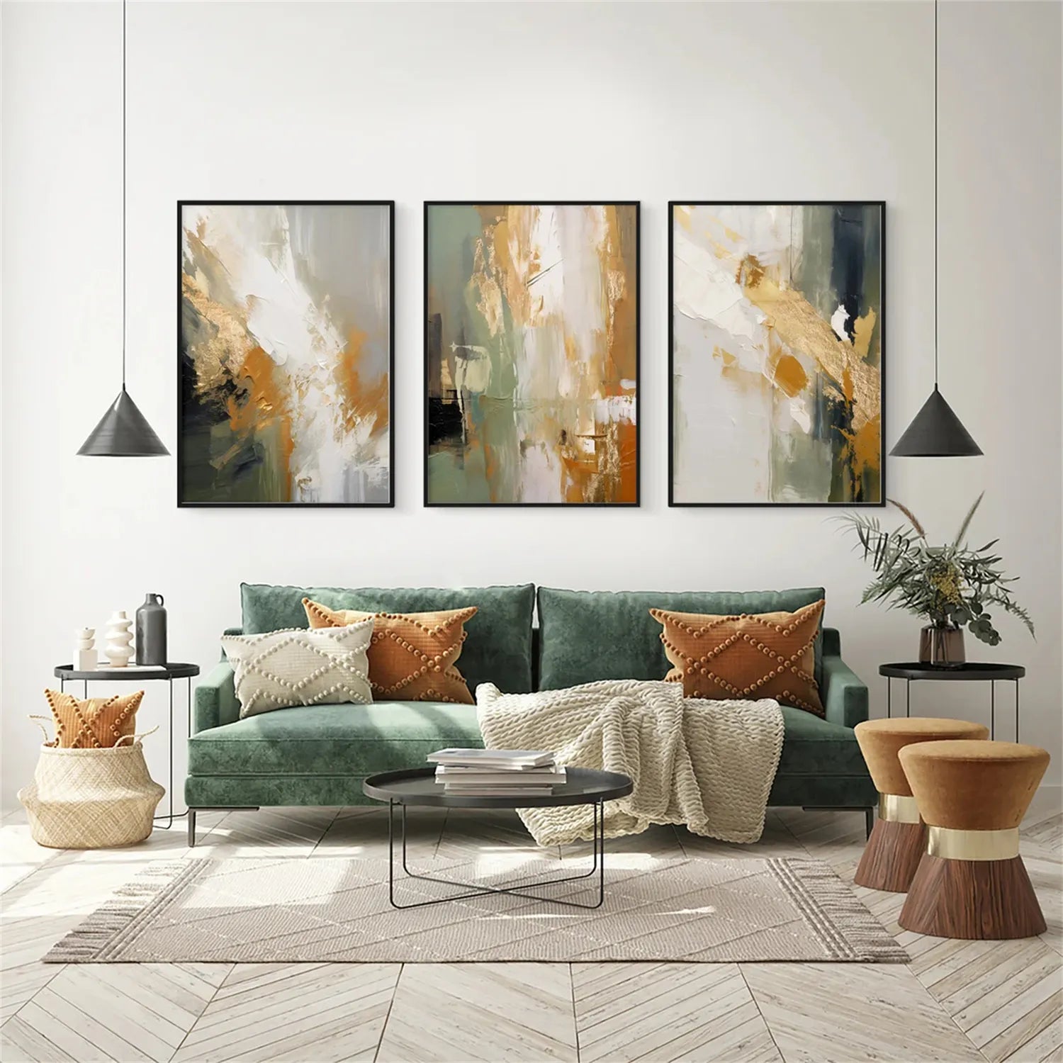 Abstract Painting Set of 3 - Modern Wall Art Canvas Prints #AB214 - Perfect for Living Room, Bedroom & Office Decor
