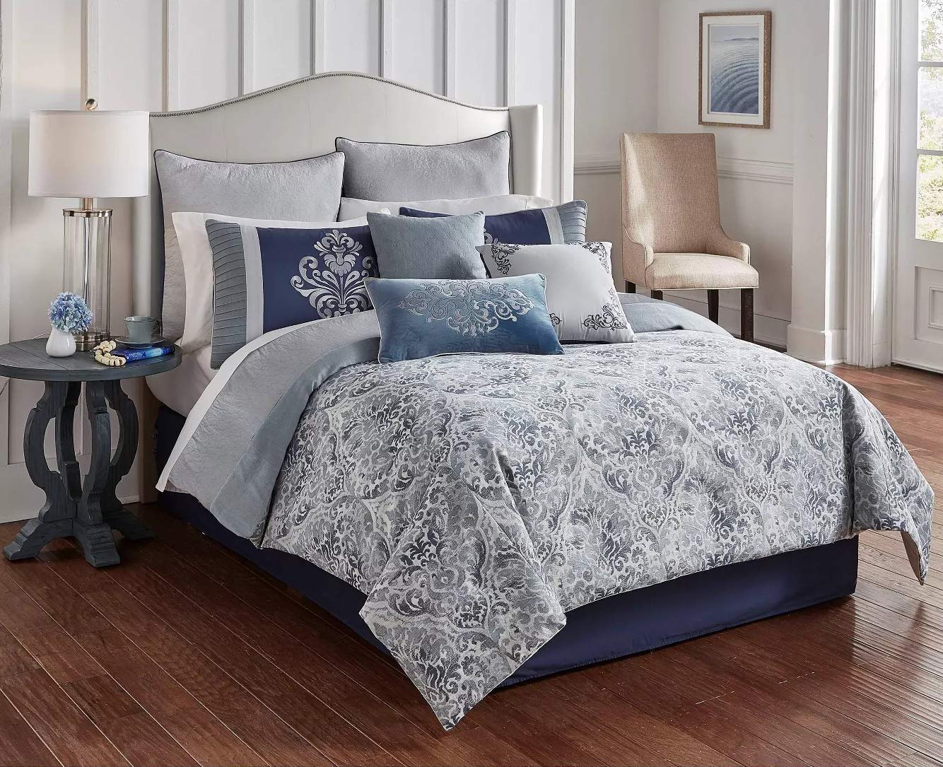 Riverbrook Home 100% Polyester King Size Comforter Set - 10 Piece Blue Bedding Collection | Soft & Breathable for All Seasons | Perfect for Master Bedroom, Guest Room & Dorm Decor