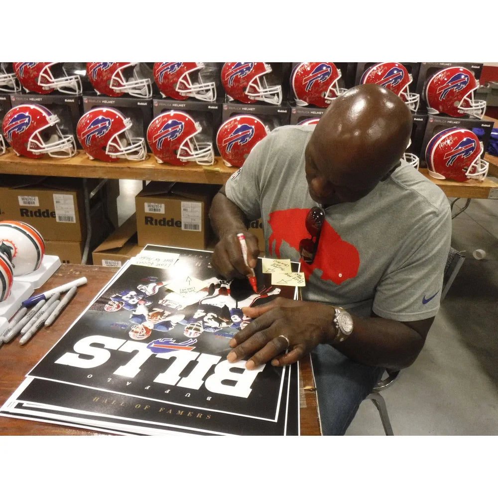 Authentic Buffalo Bills Hall of Famers Signed 16x20 Photo - Limited Edition #D/25 with JSA COA - Jim Kelly, Andre Reed, Bruce Smith, Thurman Thomas - Perfect for NFL Memorabilia Collectors and Bills Fans Home Decor