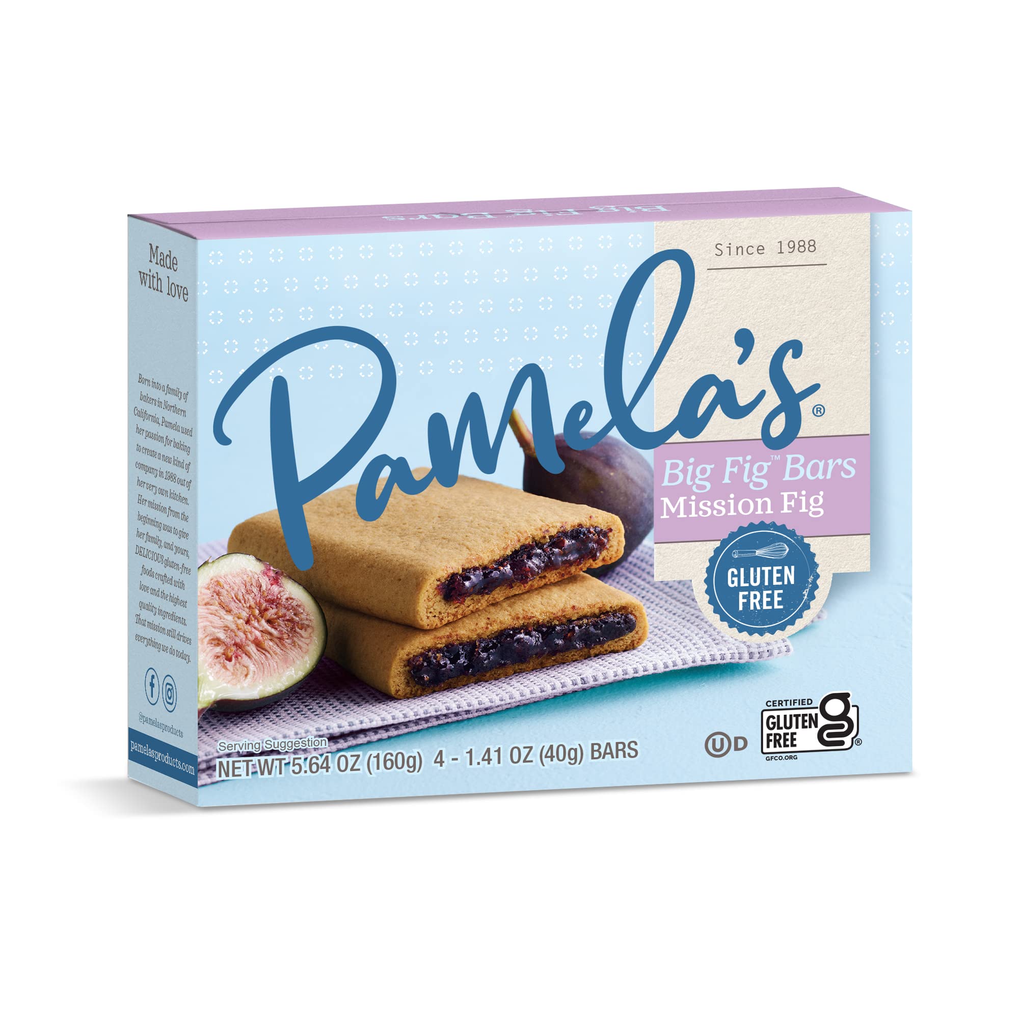 Organic Gluten-Free Giant Fig Cookies by Pamela's - Mission Fig Flavor, 5.64 oz Pack | Perfect for Snacking, Lunchboxes & Gluten-Free Diets