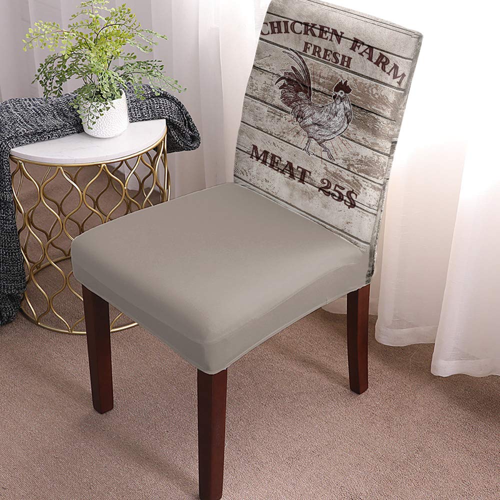 Z and L Home Washable Stretch Slipcovers - 8PC Shabby Chic Farmhouse Dining Chair Covers with Rustic Wooden Seat Protectors | Perfect for Country Weddings, Banquets & Hotel Events