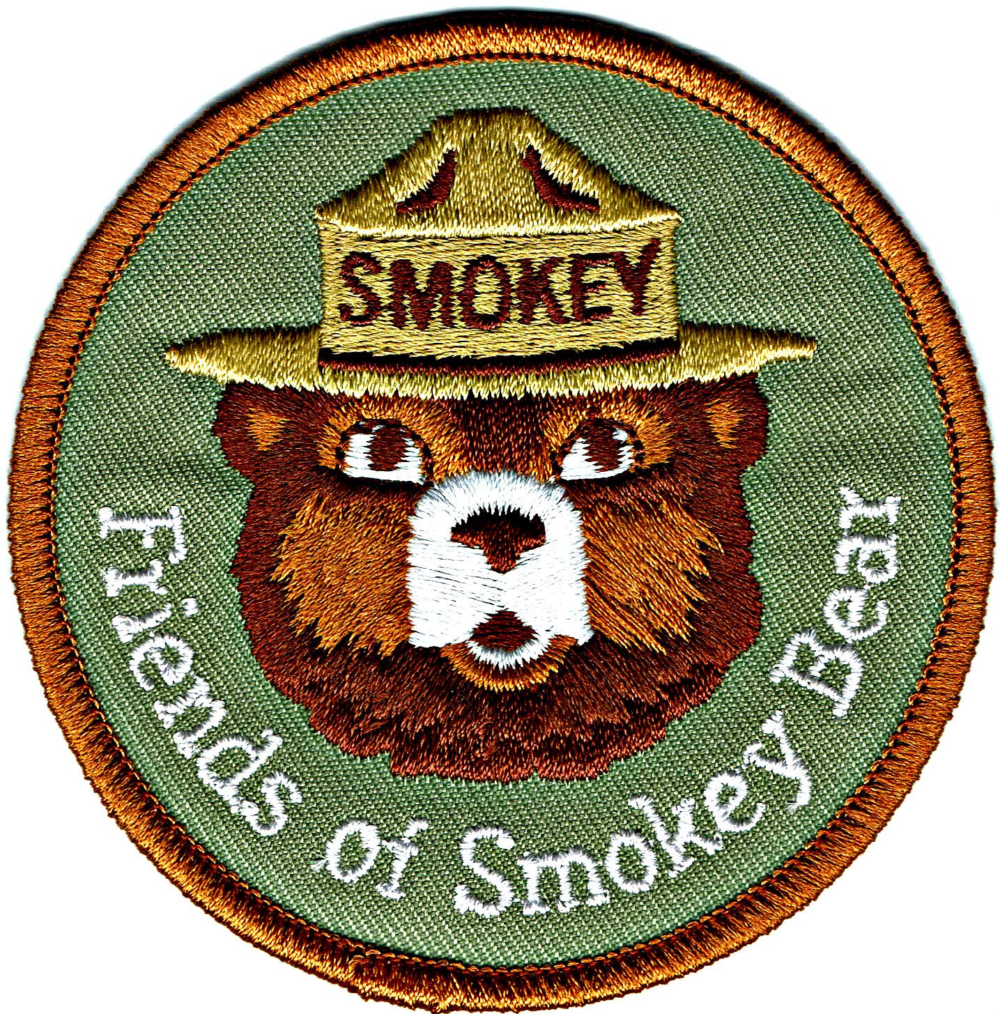 Smokey Bear Vintage Friends of Smokey Bear Embroidered Iron On Patch 1986 - Collectible National Park Souvenir for Jackets, Backpacks & Hats