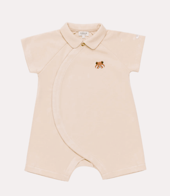 Donsje Adriaen Panda Playsuit for Babies (6-30 Months) - Soft Organic Cotton Jumpsuit for Playtime & Casual Outings