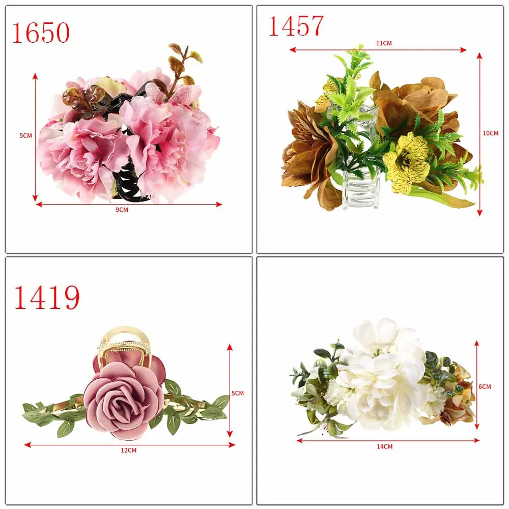 Haimeikang Large Flower Hair Clips for Women - Thick Hair Barrettes, Crab Claw Hairpins, Summer Fashion Hair Accessories for Weddings, Parties, and Everyday Wear