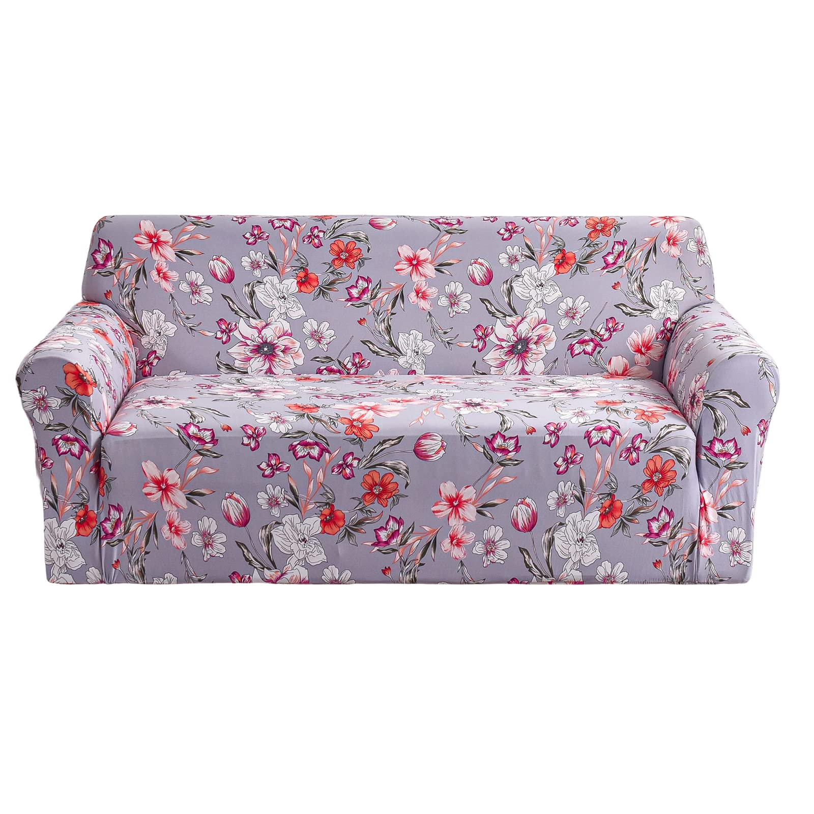 Stretch Non-Slip Sofa Cover - Printed Spandex Couch Slipcover with Elastic Bottom & Anti-Skid Foam - Washable Furniture Protector (Includes 1 Free Pillowcase) - Perfect for Living Room, Bedroom, and Home Decor Protection (Size M, Style 02)