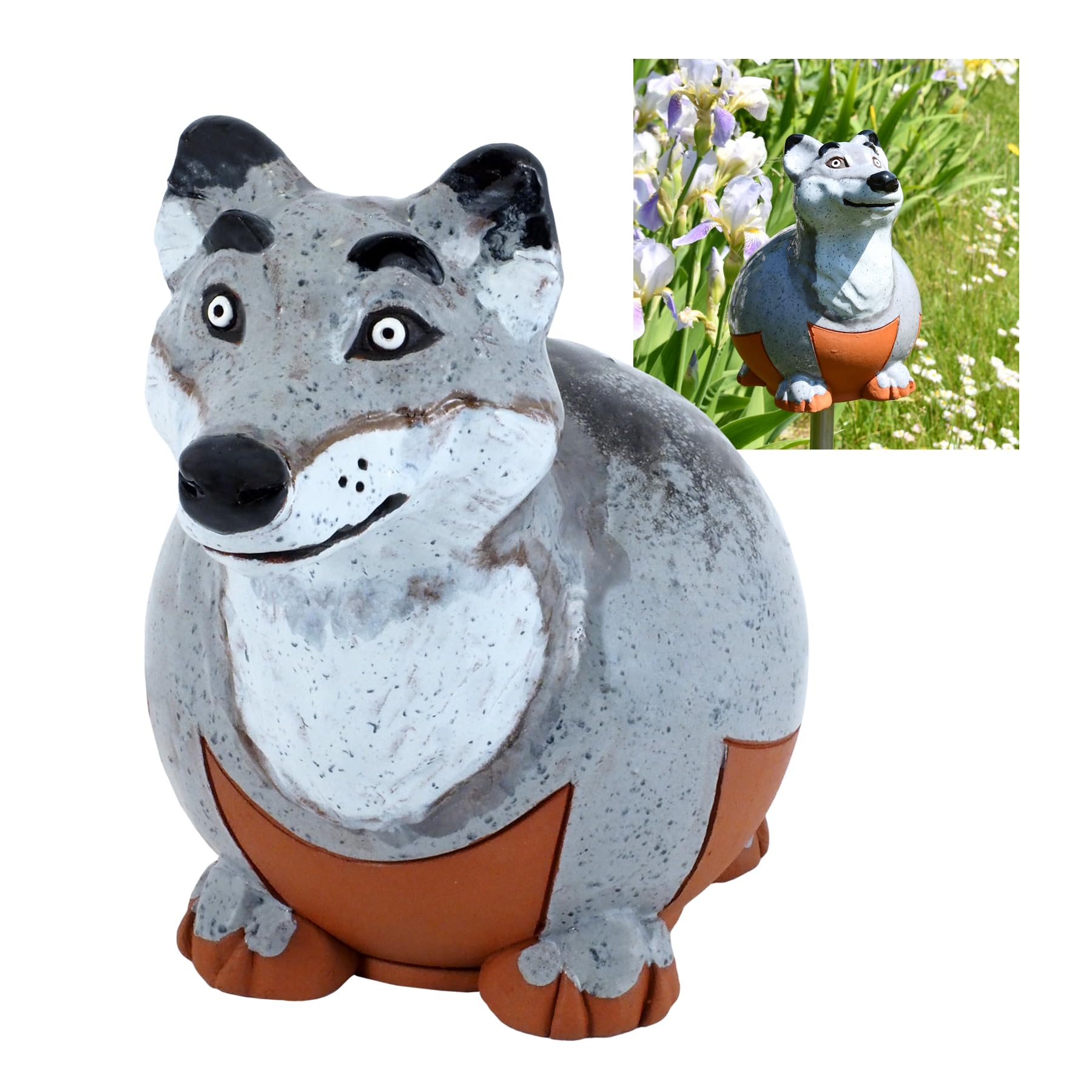 Handmade Frostproof Ceramic Wolf Lawn Stake - Unique Outdoor Garden Statue for Men & Women - Perfect Yard Decor & Gift for Garden Lovers - Ideal for Patio, Lawn & Backyard Landscaping