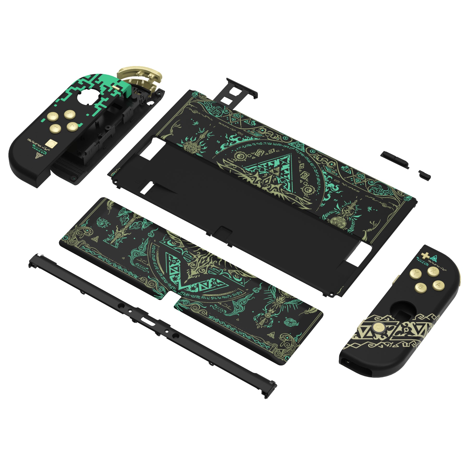eXtremeRate Custom Replacement Full Set Shell with Buttons for Nintendo Switch OLED - Glow in Dark Totem of Kingdom Black | Gaming Accessories for Enhanced Console Protection & Style