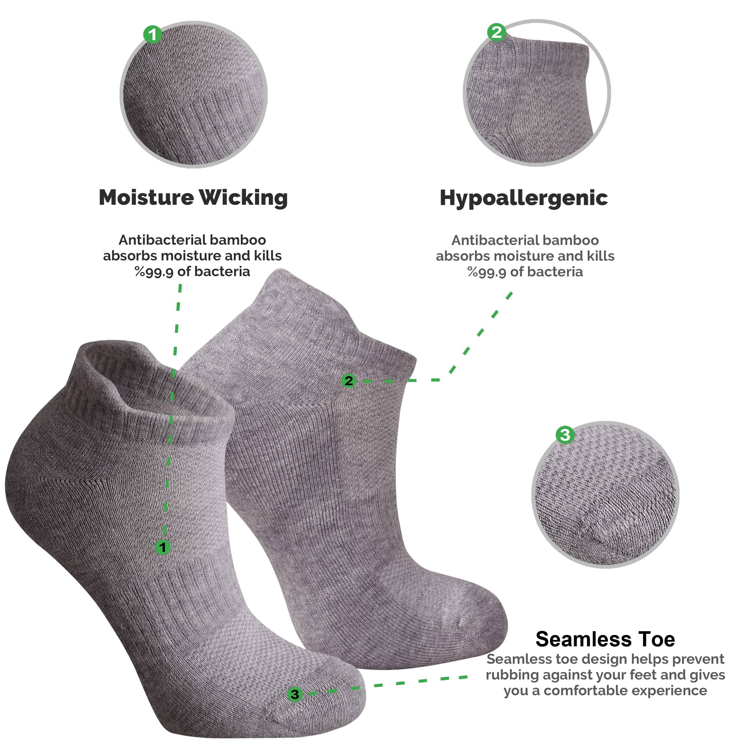 Bamboo Women's Ankle Socks 6 Pack - Low Cut Breathable Running Socks for Women Size 5-10 - Soft Comfortable No Show Socks for Workout, Yoga & Daily Wear - Perfect Christmas Gift for Her