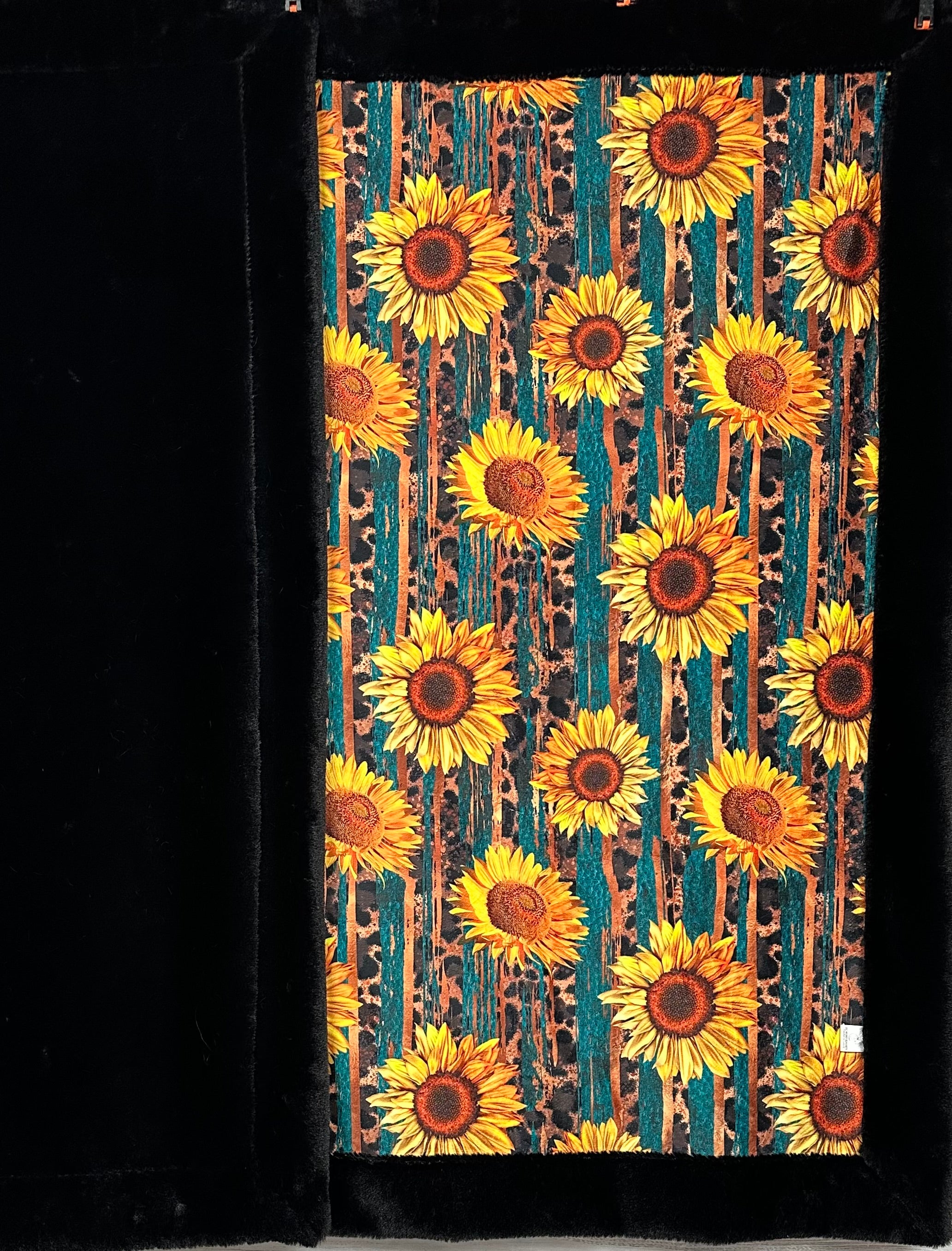 Sunflower Leopard Print Western Style Black Baby Seal Luxe Large 56x80 Minky Blanket - Soft Plush Throw for Nursery, Bedroom Decor & Cozy Cuddling