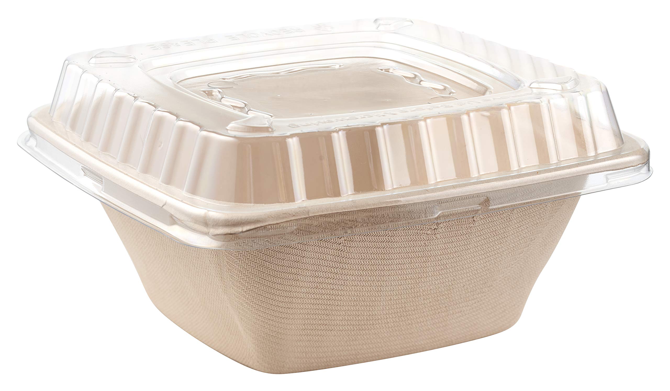 [200 Pack] 42oz Compostable Square Food Containers with Lids - Eco-Friendly Sugarcane Bagasse Bowls | Microwave Safe, BPA Free | Perfect for Meal Prep, Bento Boxes, Takeout & Catering | Biodegradable & Sustainable Alternative to Plastic