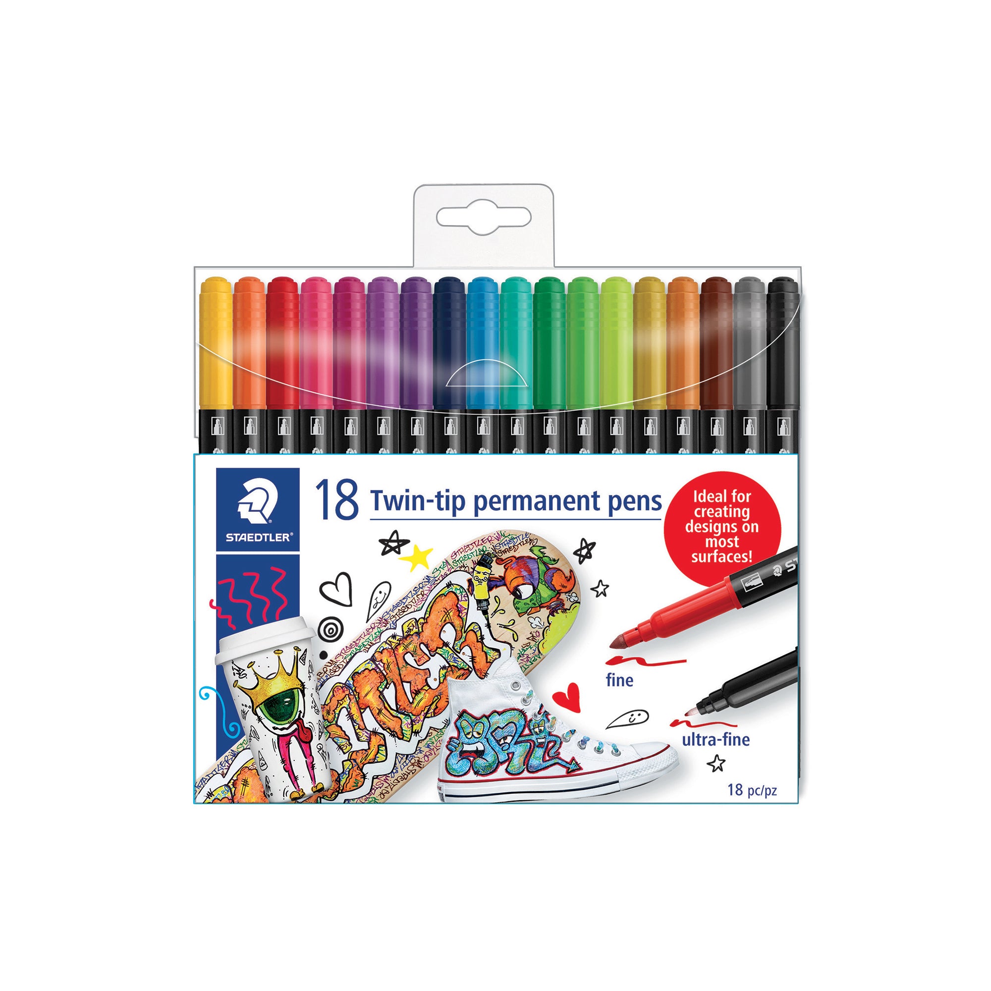 18 Pack Double Ended Permanent Markers - Fine & Broad Tip Permanent Markers for Writing, Labeling & Art Projects - Ideal for Office, School & DIY Crafts