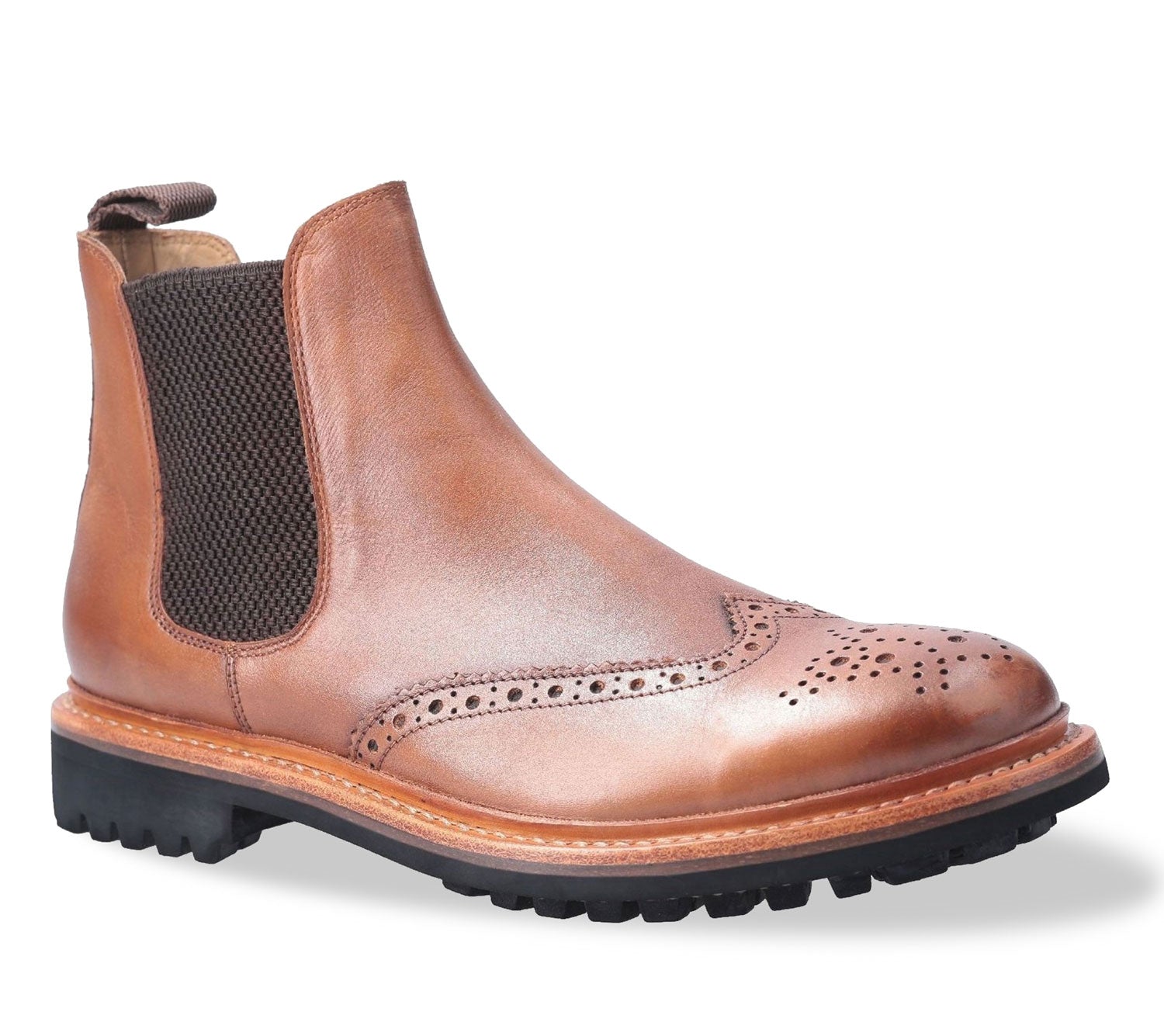 Men's Cotswold Siddington Commando Brogue Chelsea Boots - Waterproof Leather Ankle Boots for Outdoor, Work & Casual Wear