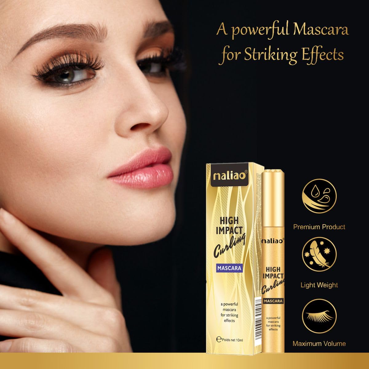 Maliao High Impact Volumizing Mascara - Lengthening & Thickening for Dramatic Lashes | Perfect for Daytime Glam & Night Out Makeup