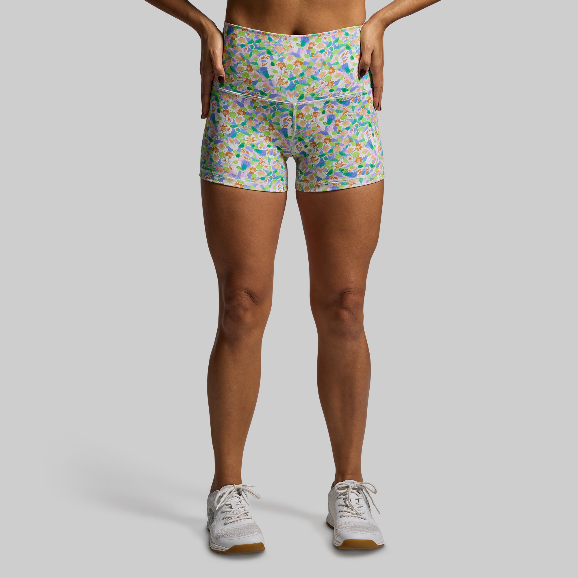 New Heights Booty Shorts for Women - High Waisted Yoga Shorts with Pockets, Comfortable Workout & Gym Shorts - Perfect for Yoga, Running, Fitness & Lounge Wear (Garden Therapy Design)