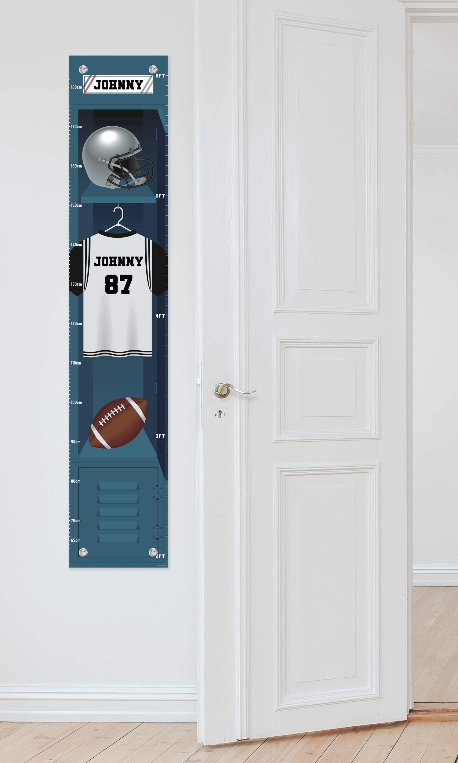 Personalized Football Locker Growth Chart for Kids - Custom Name Sports Themed Room Decor - Perfect for Bedroom, Nursery, or Playroom Wall Art