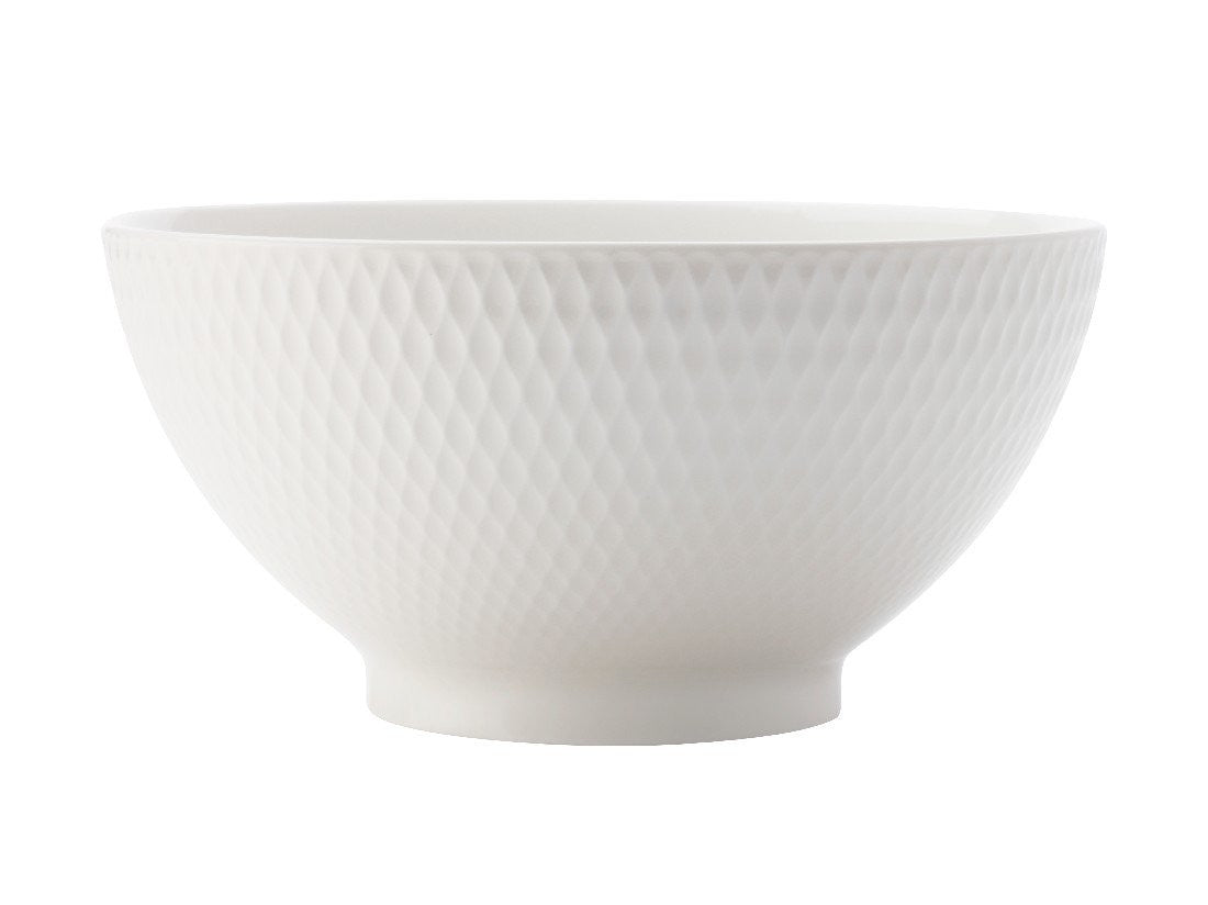 Maxwell & Williams White Basics Diamonds Noodle Bowl 20cm - Premium Porcelain Soup Bowl for Ramen, Pho & Asian Cuisine | Microwave & Dishwasher Safe Dinnerware for Home & Restaurant Use