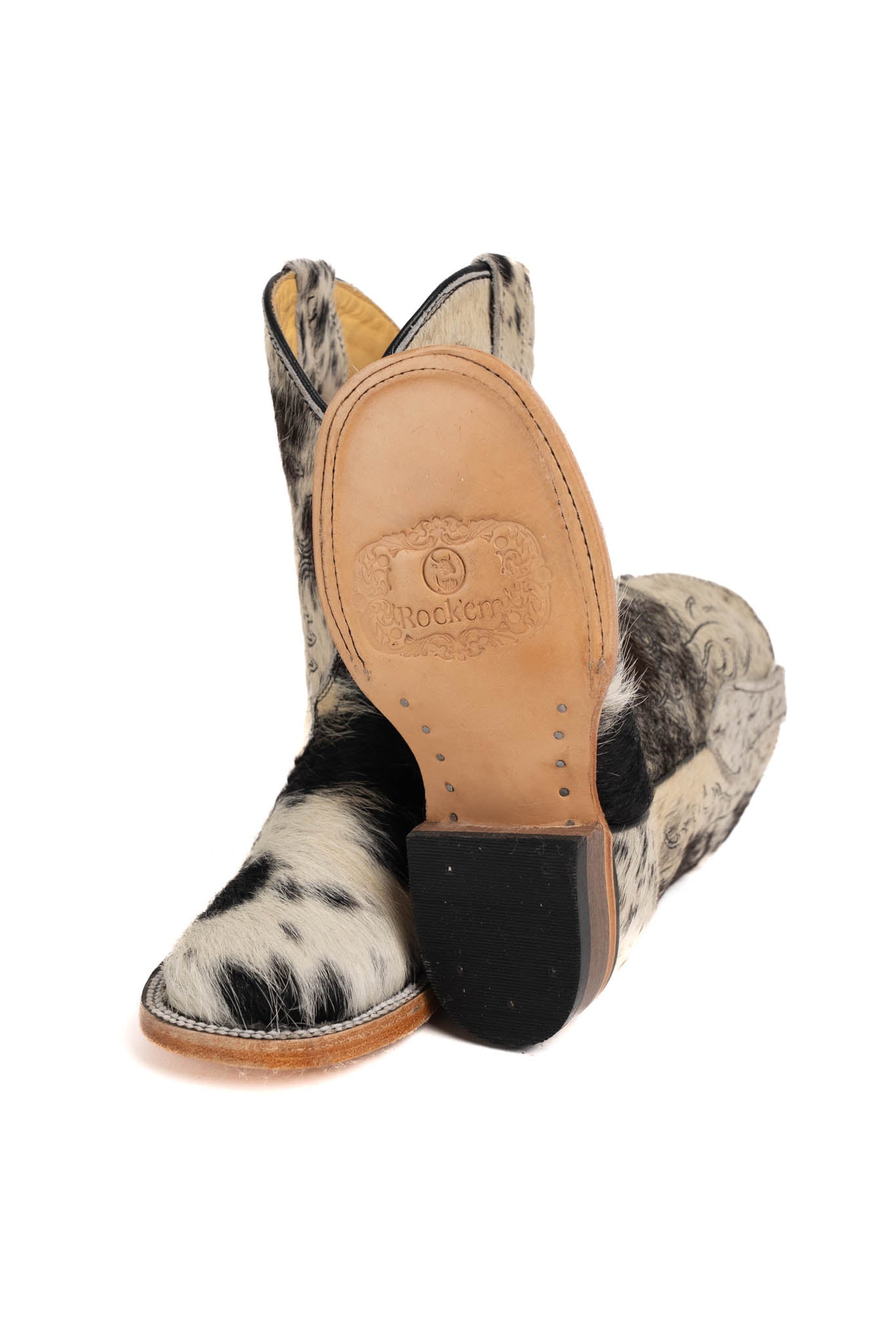 Little Rock'em Kids Cowhide Boots - Genuine Leather Western Boots for Boys & Girls | Perfect for Rodeo, Country Dance & Outdoor Adventures