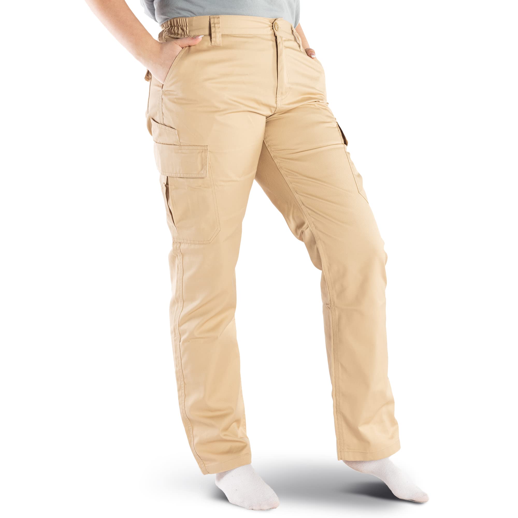 POLIER Women's Work Pants Basic-Line – Waterproof Elastic Waist Cargo Pants, 35% Cotton, Versatile & Comfortable for Outdoor Jobs, Hiking, and Casual Wear