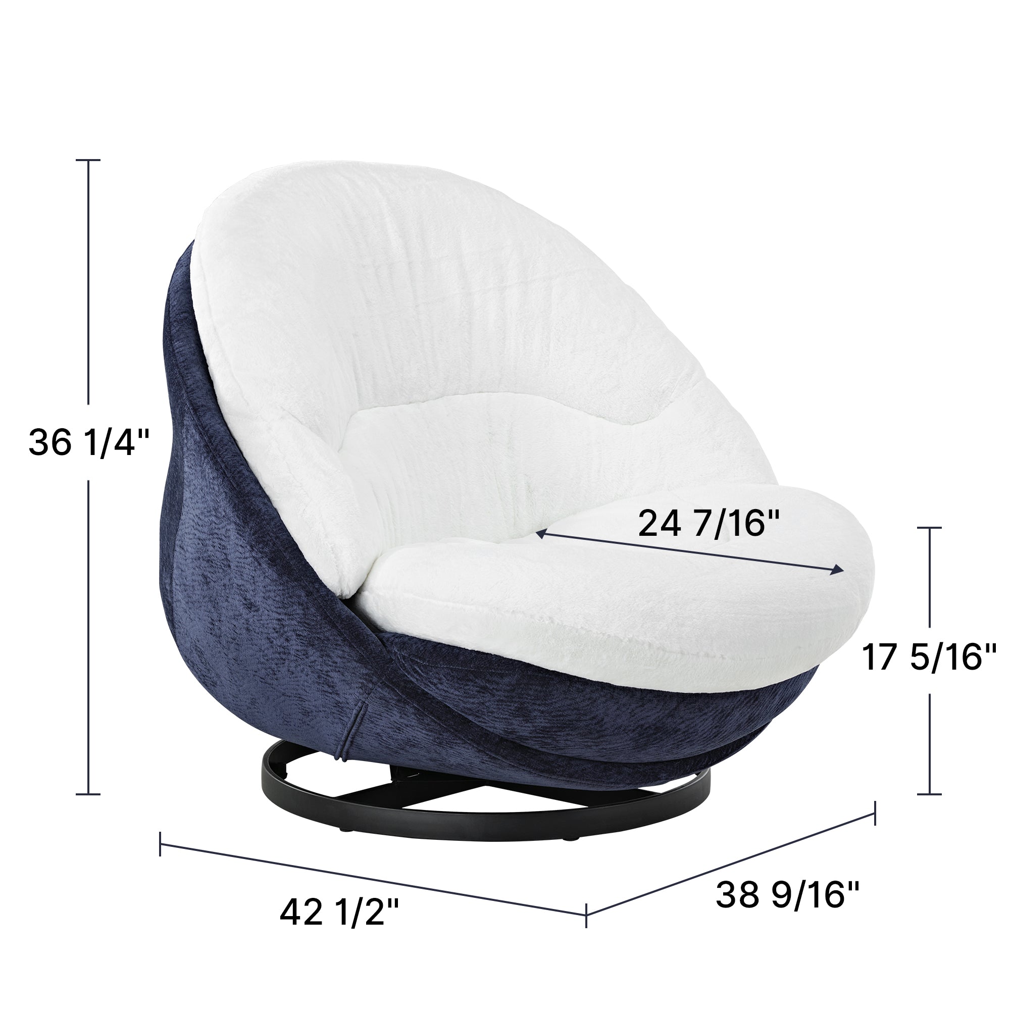 Gloria Soft Upholstered Swivel Lounge Chair in White - Modern Accent Chair for Living Room, Bedroom & Office
