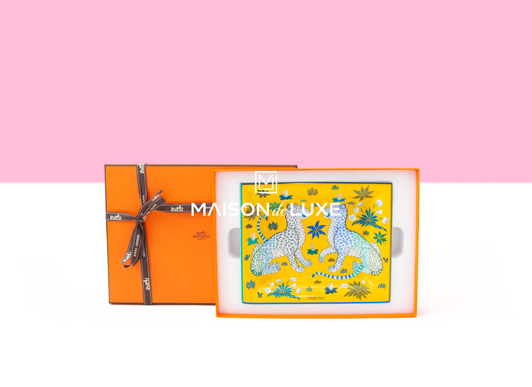 Hermes Classic Les Leopards Change Tray - Luxury Desk Organizer for Coins & Jewelry | Perfect for Home & Office Decor