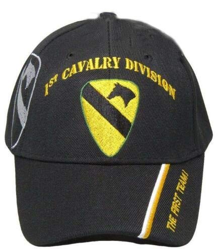 1st Cavalry Division 'The First Team' Shadow Licensed Embroidered Cap - Black Military Hat for Veterans & Collectors | Perfect for Outdoor Activities, Military Events & Casual Wear