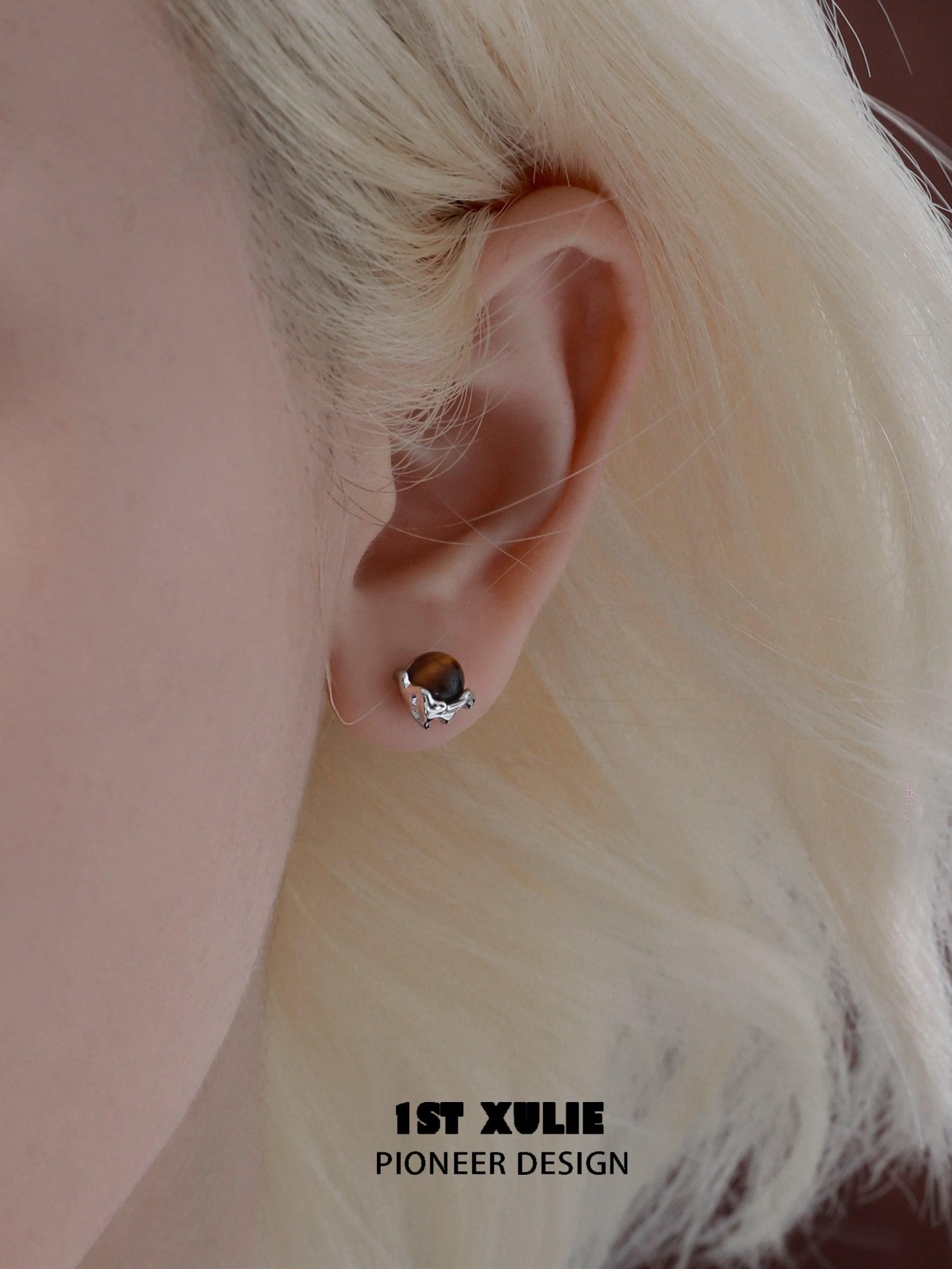 Desert Sunset S925 Sterling Silver Tiger Eye Stud Earrings for Women - Perfect for Boho Chic, Casual & Evening Wear