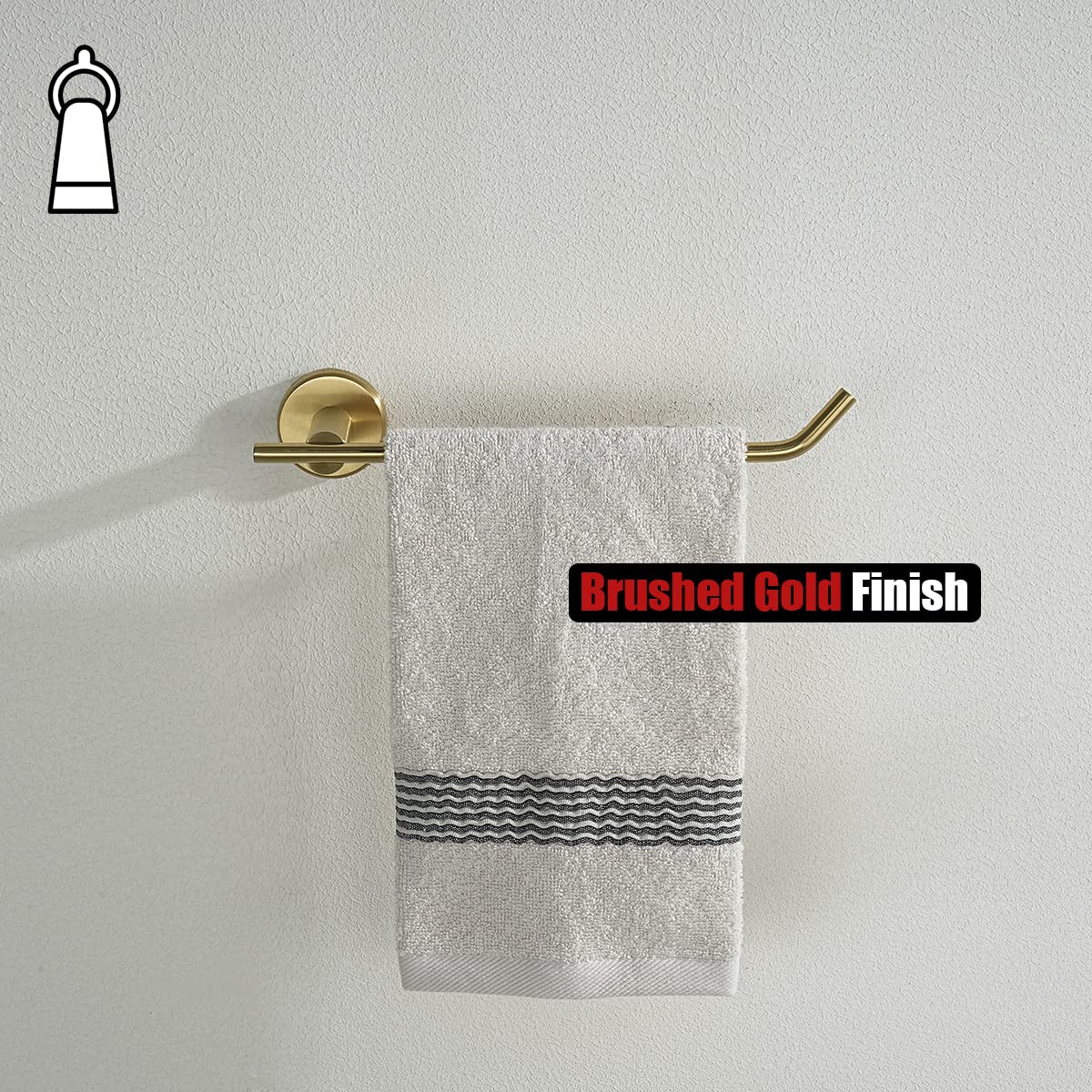 JQK 9 Inch Brushed Gold Stainless Steel Towel Ring Holder - Wall Mount Bathroom Towel Bar TR100-BG for Hand Towels, Perfect for Modern Bathrooms and Powder Rooms