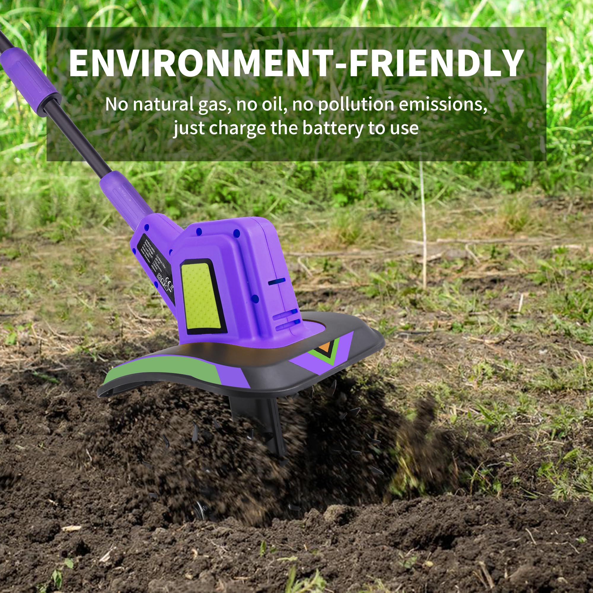 20V Cordless Garden Tiller Cultivator with 48 Steel Tines | 8.6