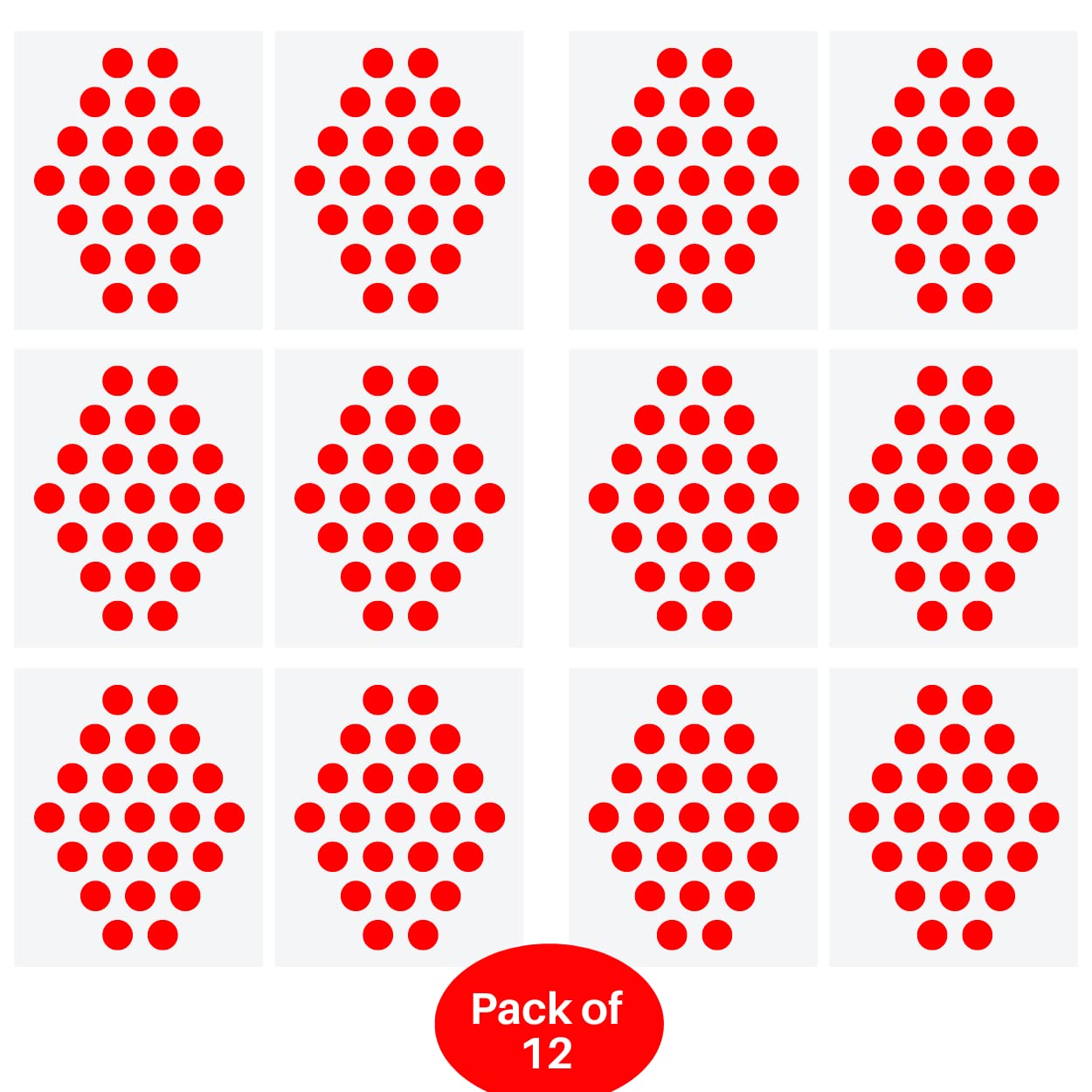 Shiny Round Plain Bindi Stickers for Women & Girls - Pack of 12 Red Bindis for Everyday Wear & Outdoor Events - Simple Indian Forehead Decoration for Weddings, Parties & Festivals