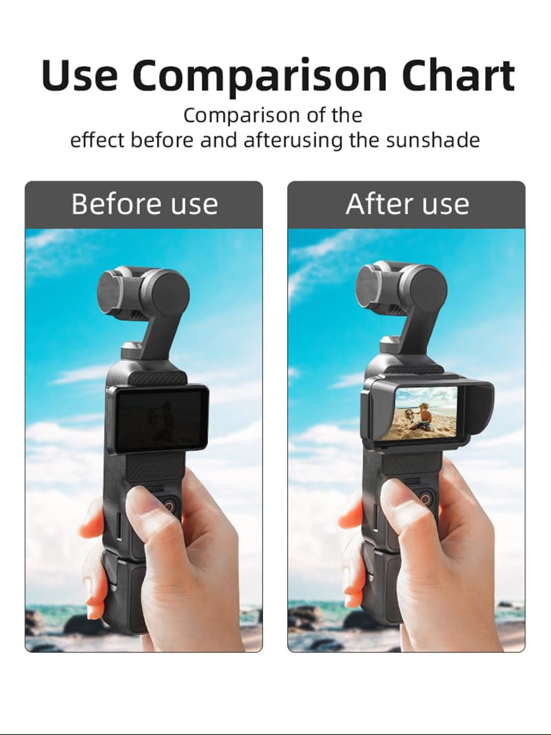 DJI Osmo Pocket 3 Sunshade Cover - Hard PC Screen Protector for Outdoor Vlogging